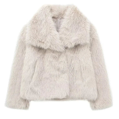 Abrigo Faux Fur Plush - Estilo Fluffy Otoño Invierno Mujer