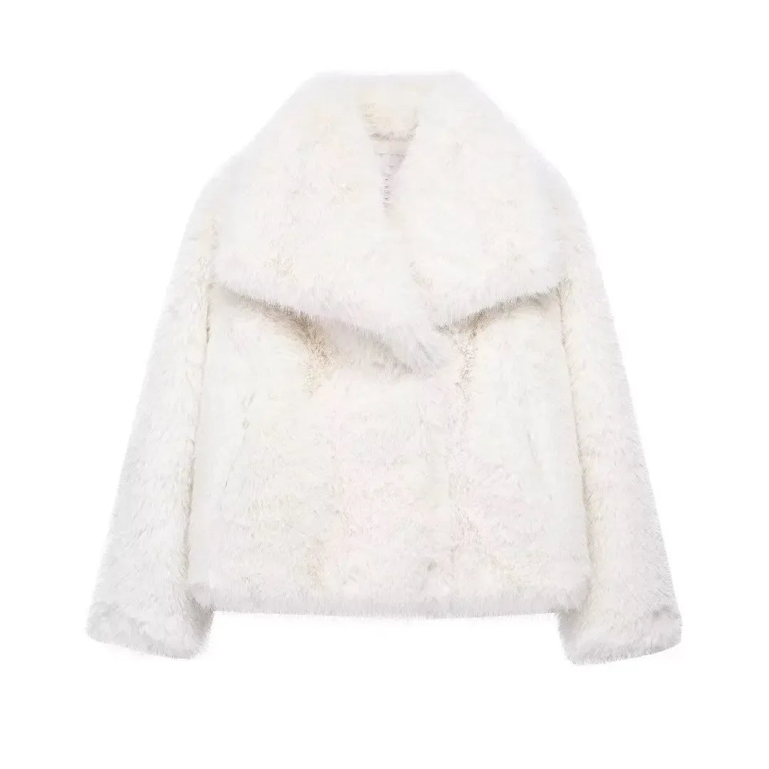 Abrigo Faux Fur Plush - Estilo Fluffy Otoño Invierno Mujer
