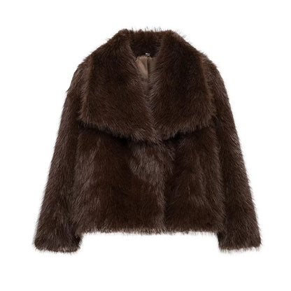 Abrigo Faux Fur Plush - Estilo Fluffy Otoño Invierno Mujer