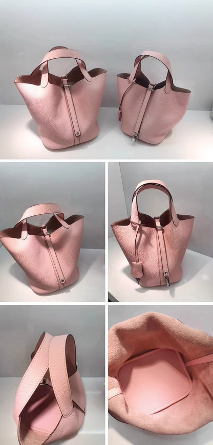 Bolso de Mano Tipo Cubo - Piel Auténtica Diseño de Lujo