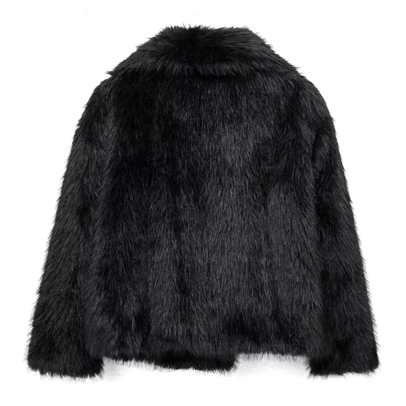 Abrigo Faux Fur Plush - Estilo Fluffy Otoño Invierno Mujer