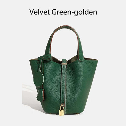 Bolso de Mano Tipo Cubo - Piel Auténtica Diseño de Lujo