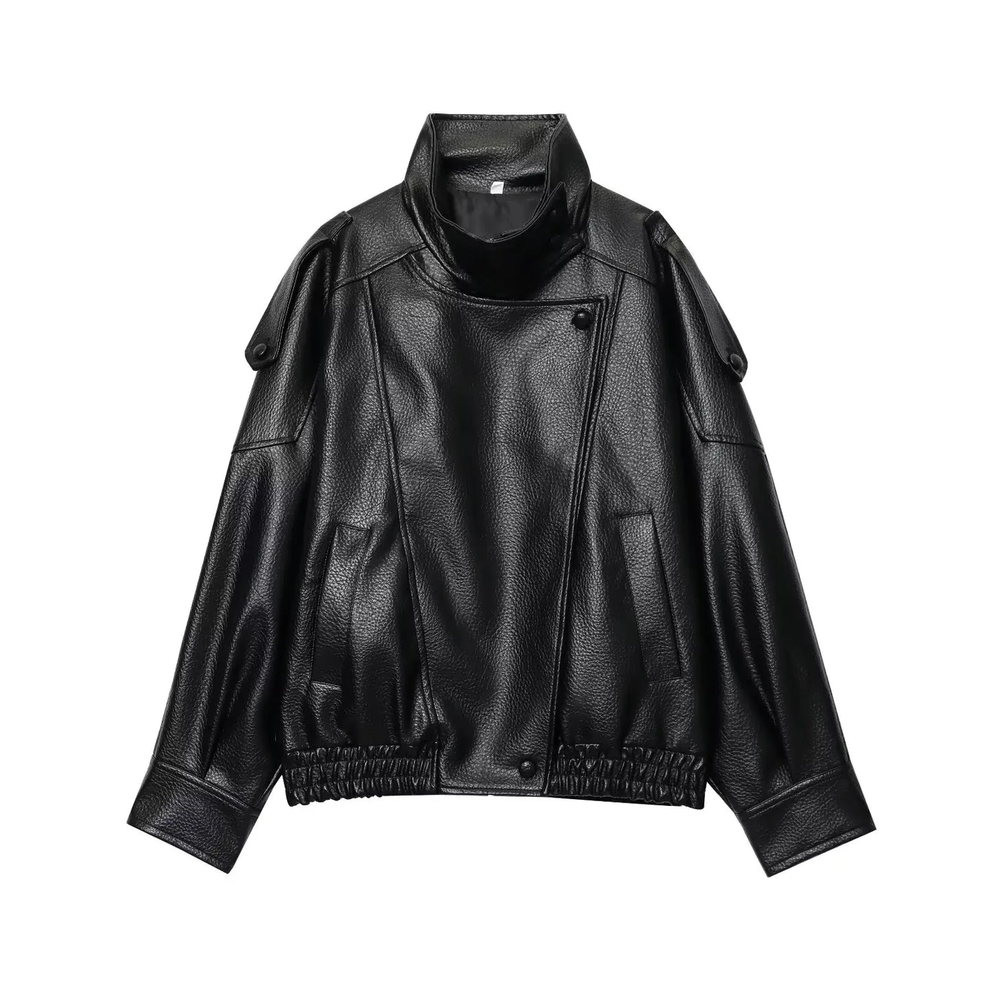 Chaqueta de Cuero Sintético Oversized - Estilo Streetwear Mujer