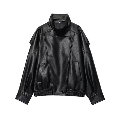 Chaqueta de Cuero Sintético Oversized - Estilo Streetwear Mujer