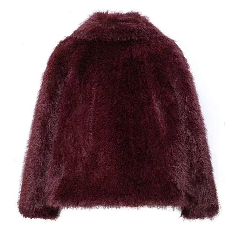 Abrigo Faux Fur Plush - Estilo Fluffy Otoño Invierno Mujer