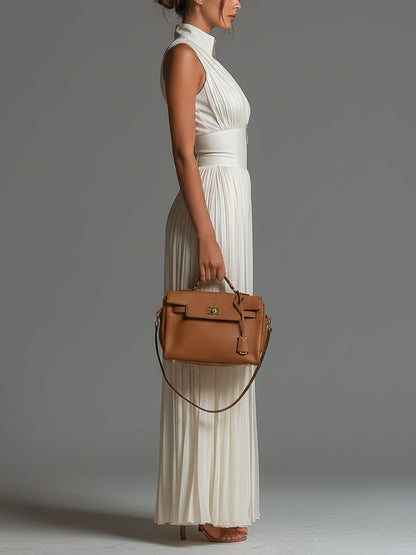 Renata | Elegante mono blanco de gasa con escote en V, diseño sin mangas y pernera ancha