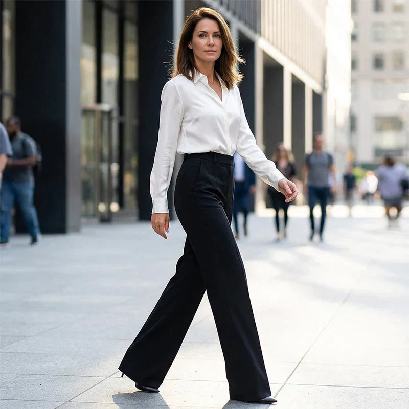 Emma | Pantalones elegantes de tiro alto y corte recto