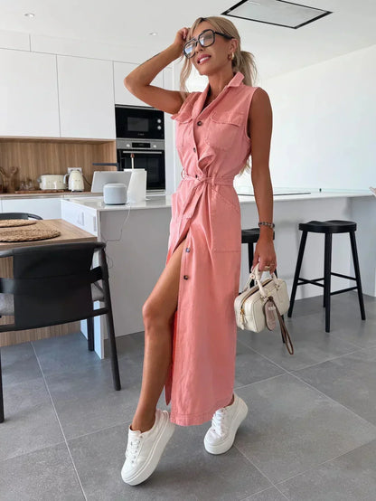 Isabel | Elegante Vestido Maxi de Denim