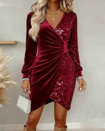 Briar | Elegante vestido midi con escote en V y detalles brillantes