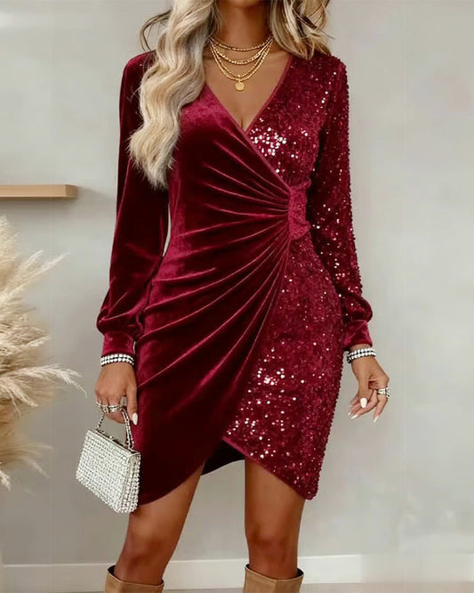 Briar | Elegante vestido midi con escote en V y detalles brillantes