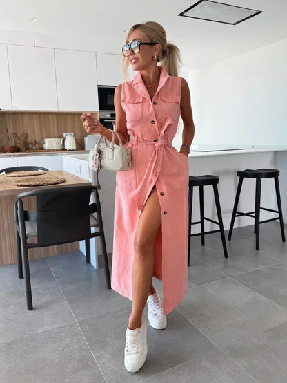 Isabel | Elegante Vestido Maxi de Denim