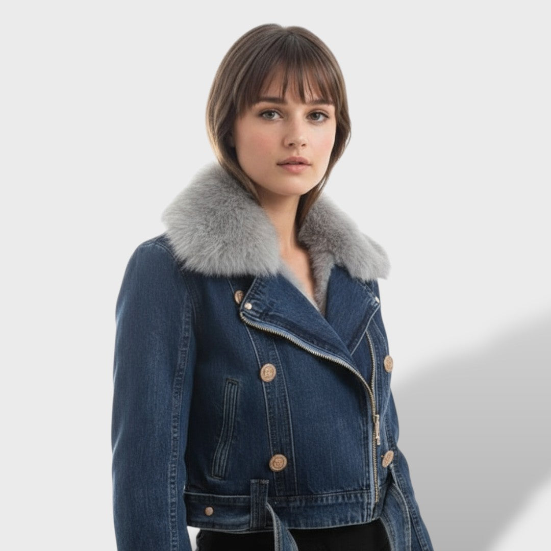 MONA - Chaqueta Vaquera Acolchada con Forro de Pelo