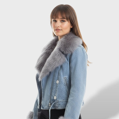 MONA - Chaqueta Vaquera Acolchada con Forro de Pelo
