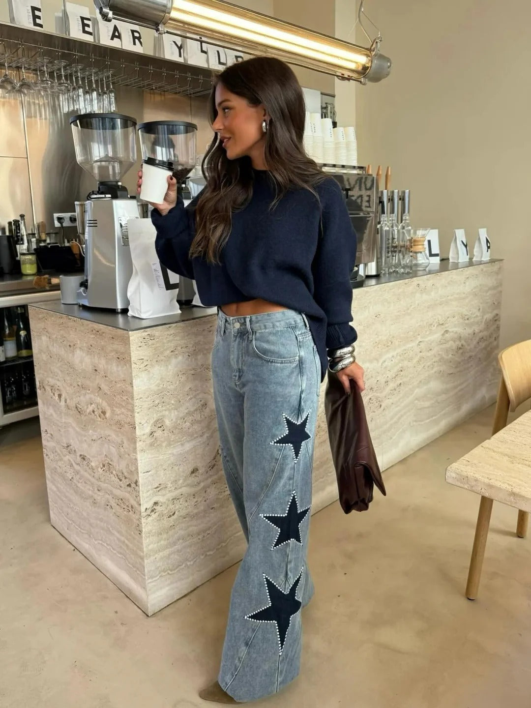 María™ | Vaqueros Rectos con Estrellas para un Estilo Moderno y Único