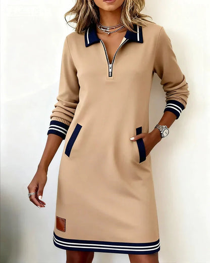 Lorena | Vestido Sudadera con Cuello de Cremallera en Estilo Casual