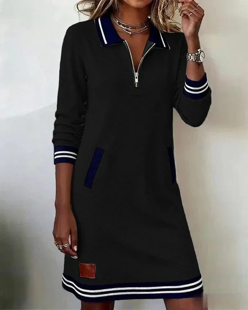 Lorena | Vestido Sudadera con Cuello de Cremallera en Estilo Casual