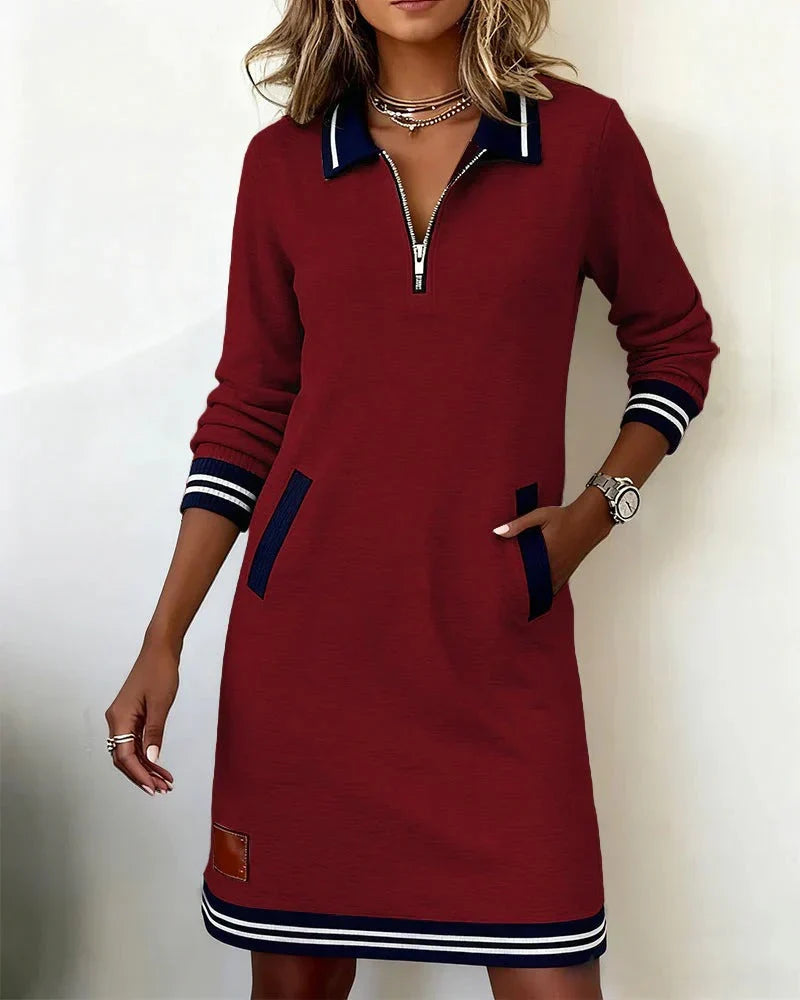 Lorena | Vestido Sudadera con Cuello de Cremallera en Estilo Casual
