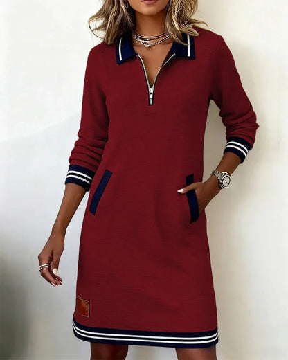 Lorena | Vestido Sudadera con Cuello de Cremallera en Estilo Casual