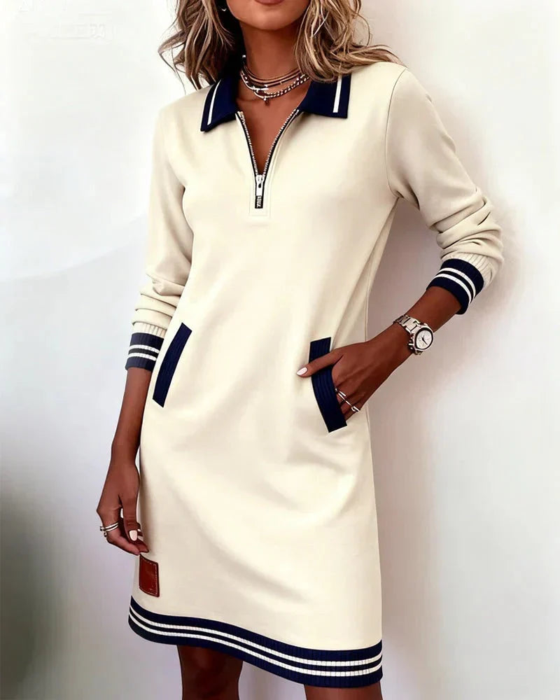 Lorena | Vestido Sudadera con Cuello de Cremallera en Estilo Casual