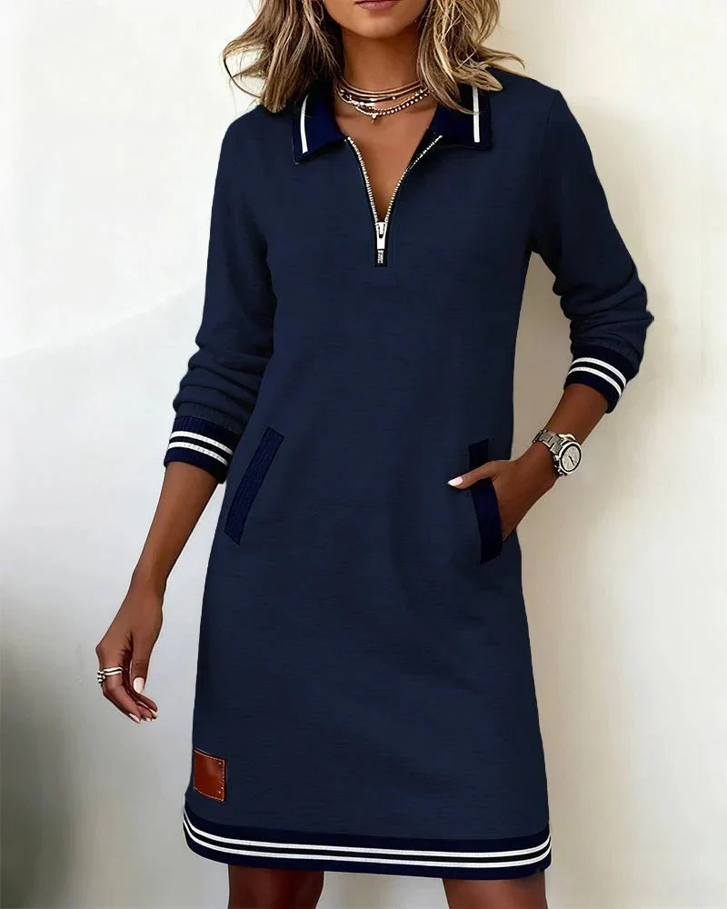 Lorena | Vestido Sudadera con Cuello de Cremallera en Estilo Casual