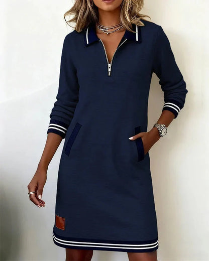 Lorena | Vestido Sudadera con Cuello de Cremallera en Estilo Casual