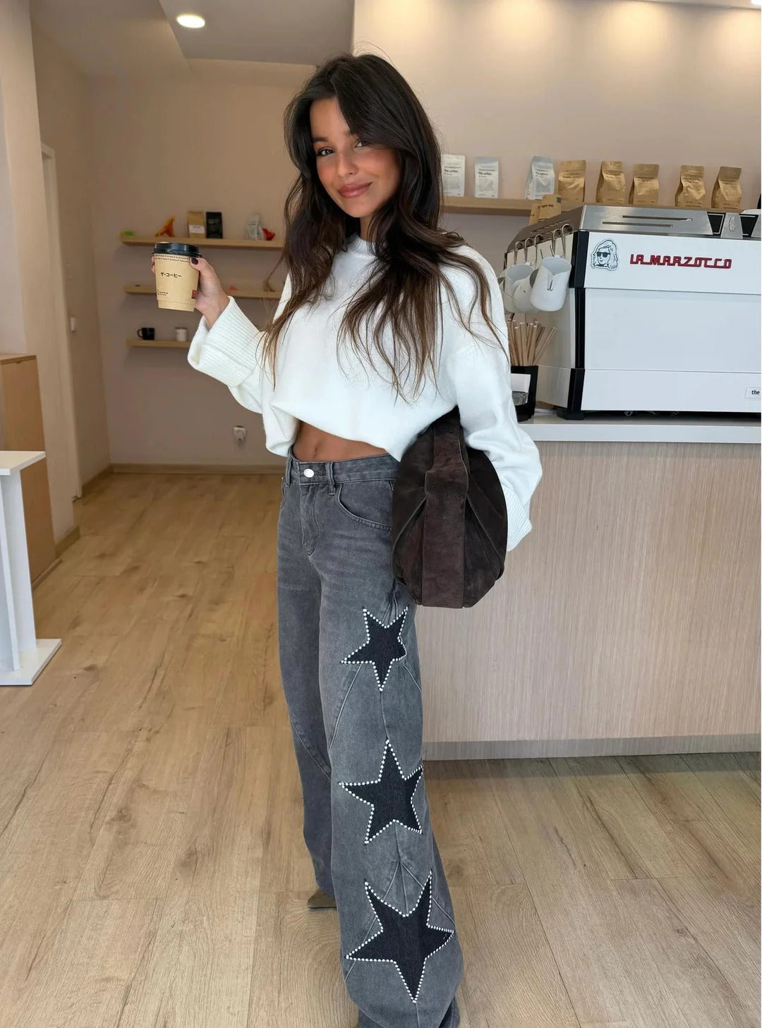 María™ | Vaqueros Rectos con Estrellas para un Estilo Moderno y Único