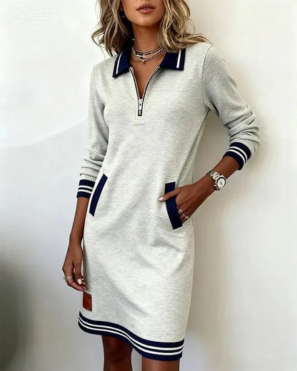 Lorena | Vestido Sudadera con Cuello de Cremallera en Estilo Casual