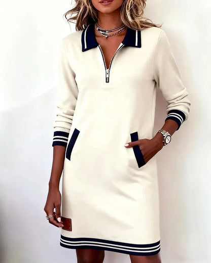 Lorena | Vestido Sudadera con Cuello de Cremallera en Estilo Casual