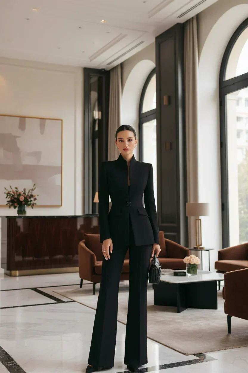 GIA - Elegante Conjunto de Blazer y Pantalón Palazzo