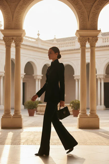 GIA - Elegante Conjunto de Blazer y Pantalón Palazzo
