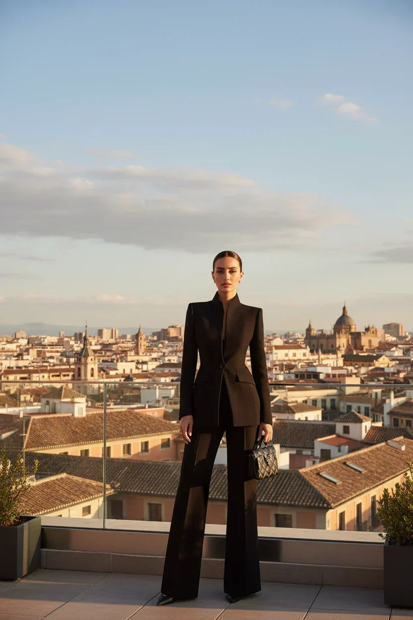 GIA - Elegante Conjunto de Blazer y Pantalón Palazzo