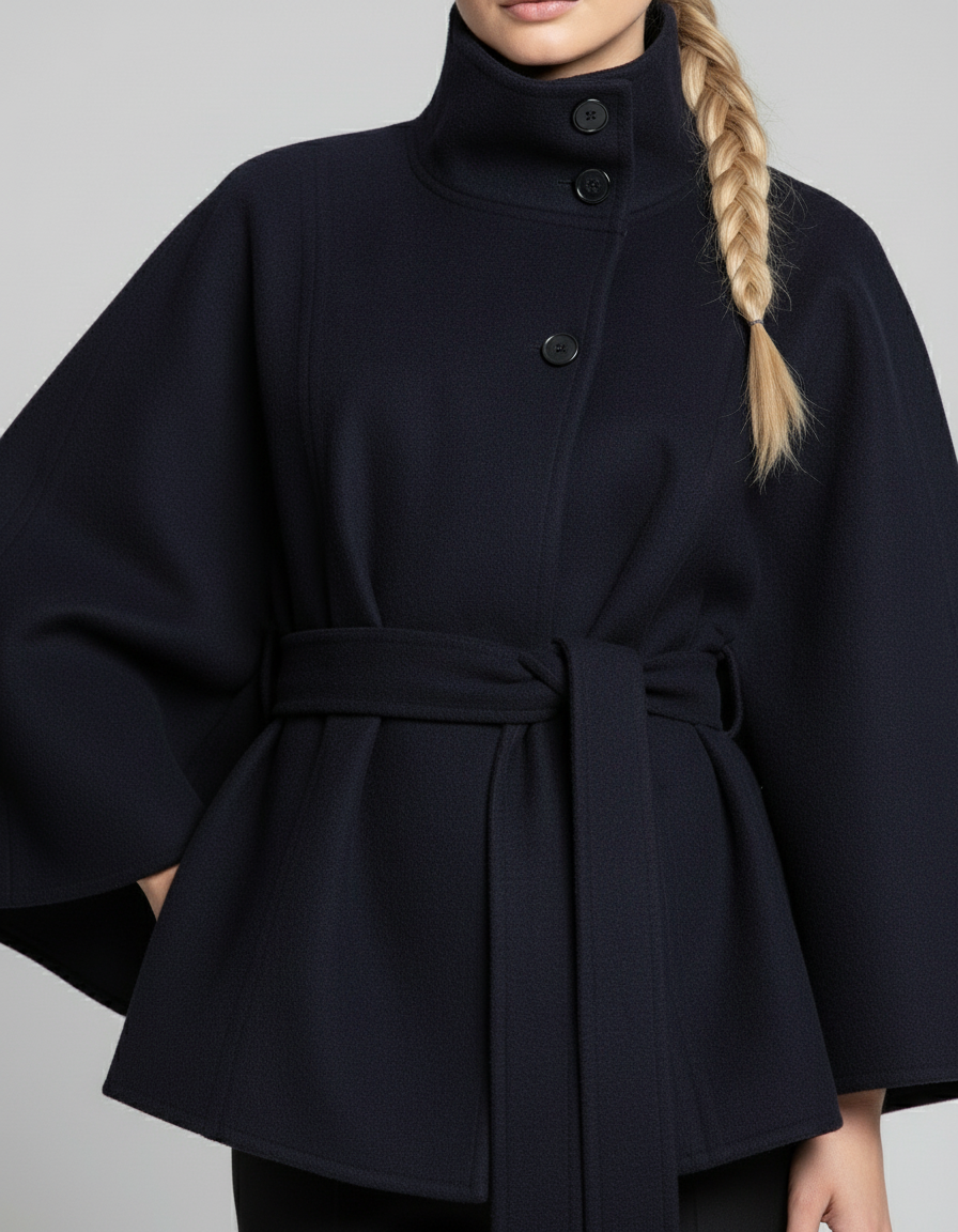 Carla | Elegante Abrigo con Cuello Alto y Cinturón Ajustable