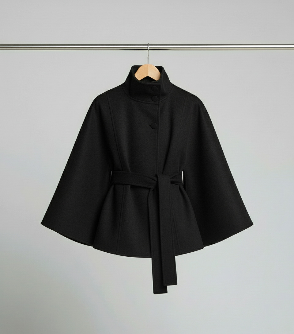 Carla | Elegante Abrigo con Cuello Alto y Cinturón Ajustable