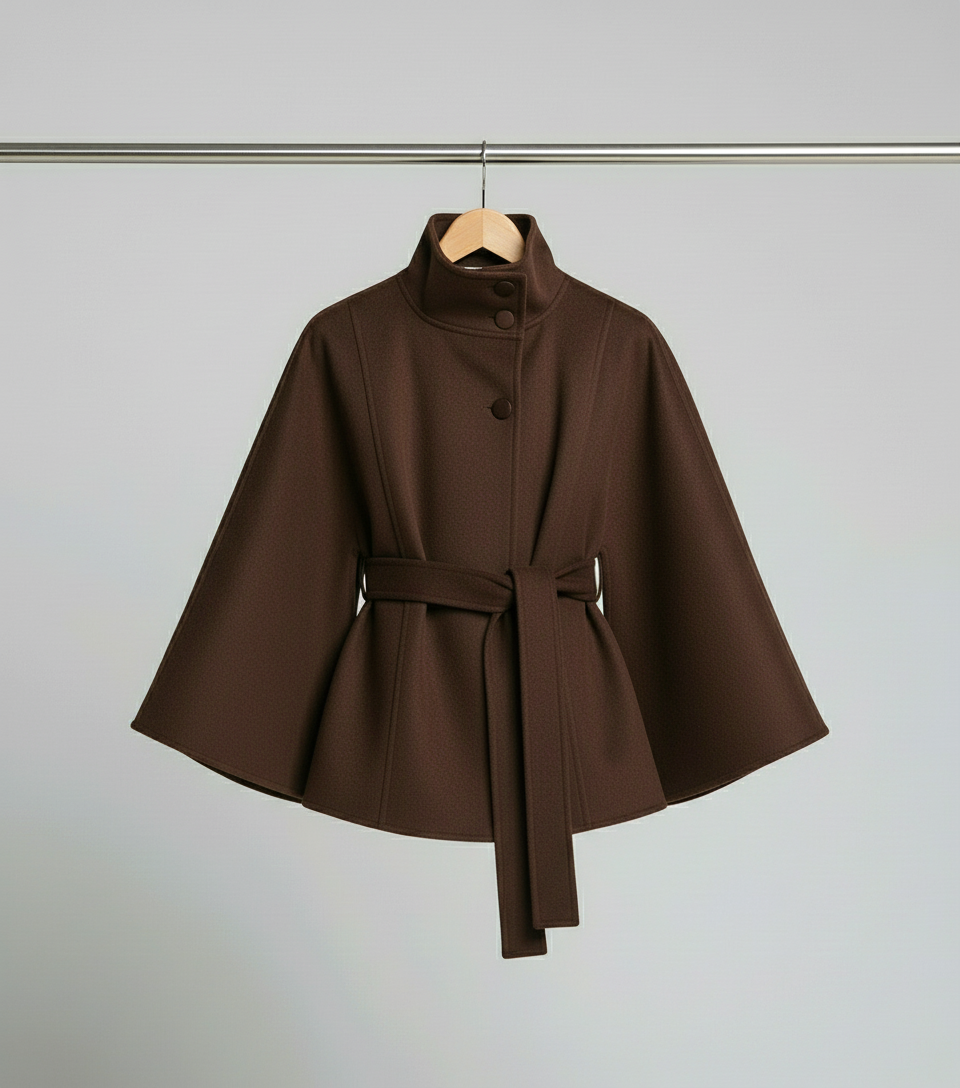 Carla | Elegante Abrigo con Cuello Alto y Cinturón Ajustable