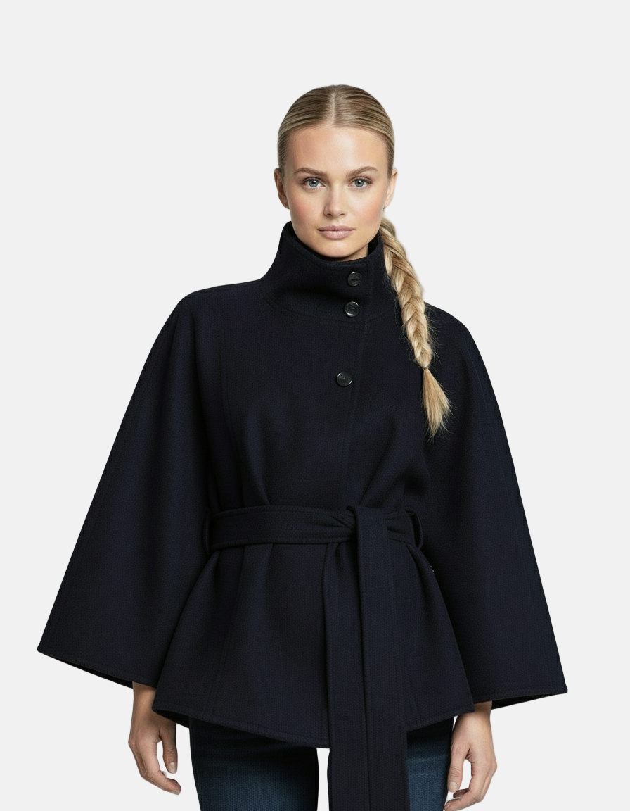 Carla | Elegante Abrigo con Cuello Alto y Cinturón Ajustable