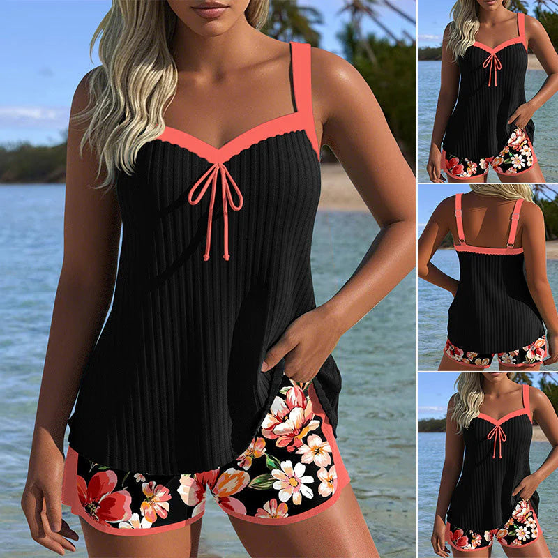 Conjunto de Tankini con Pantalón Corto Tropical