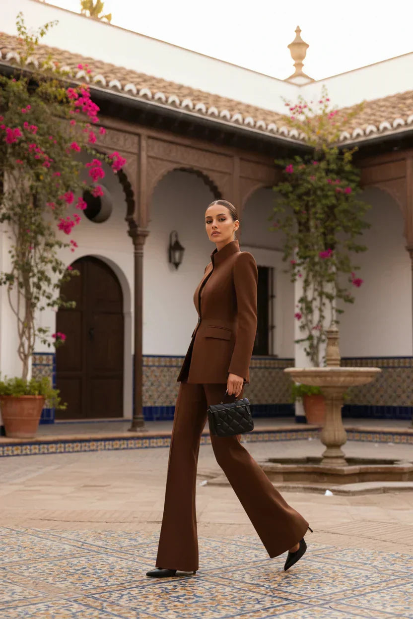 GIA - Elegante Conjunto de Blazer y Pantalón Palazzo