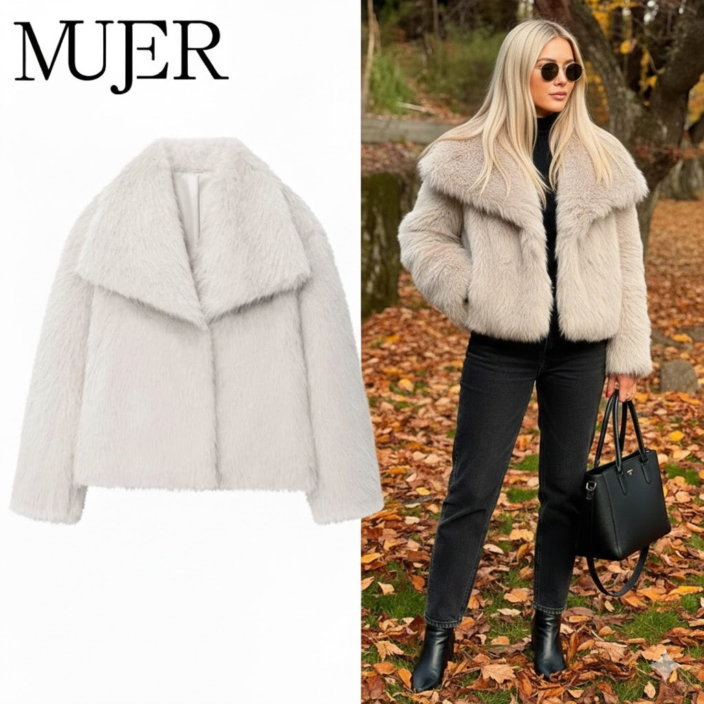 Abrigo Faux Fur Plush - Estilo Fluffy Otoño Invierno Mujer