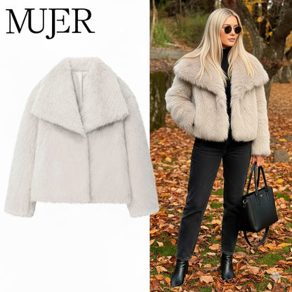 Abrigo Faux Fur Plush - Estilo Fluffy Otoño Invierno Mujer