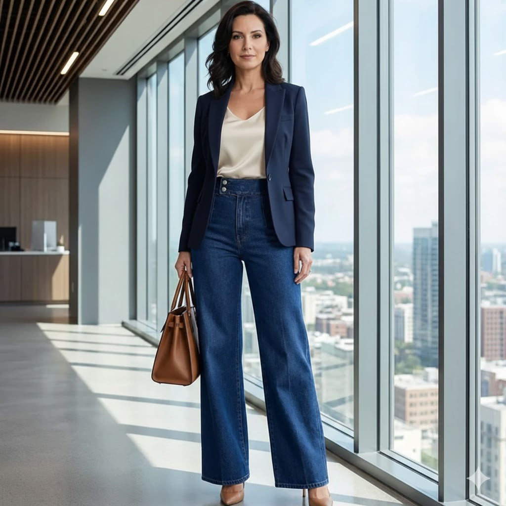 Vaqueros de mujer de cintura alta y pierna ancha