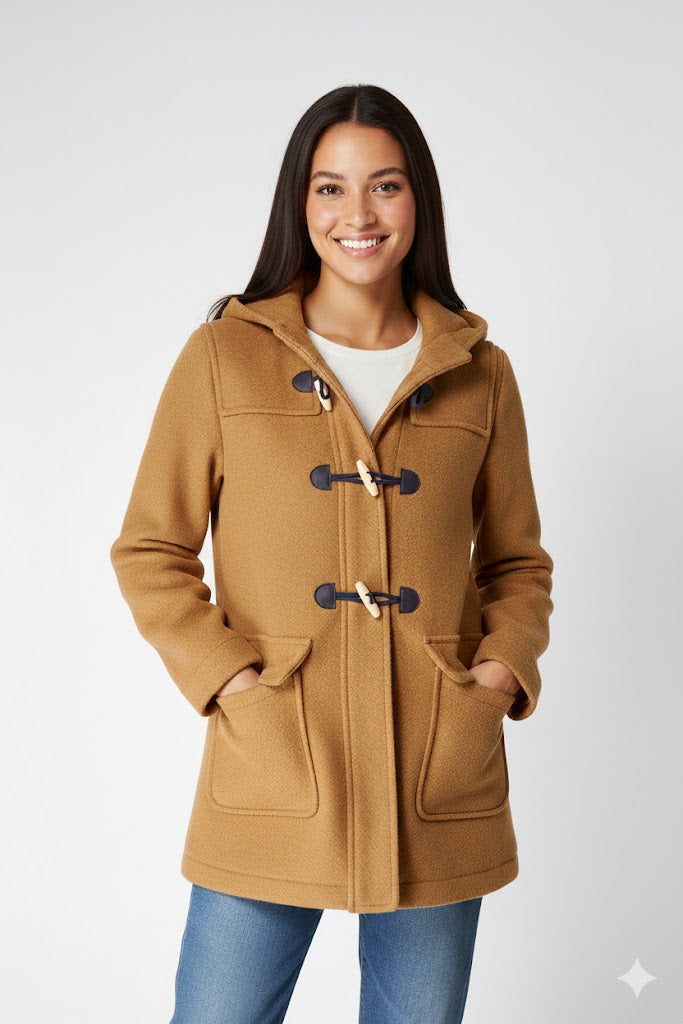 Trenca de lana cocida con capucha