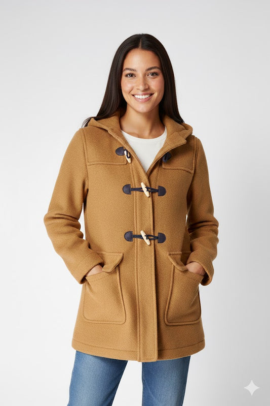 Trenca de lana cocida con capucha